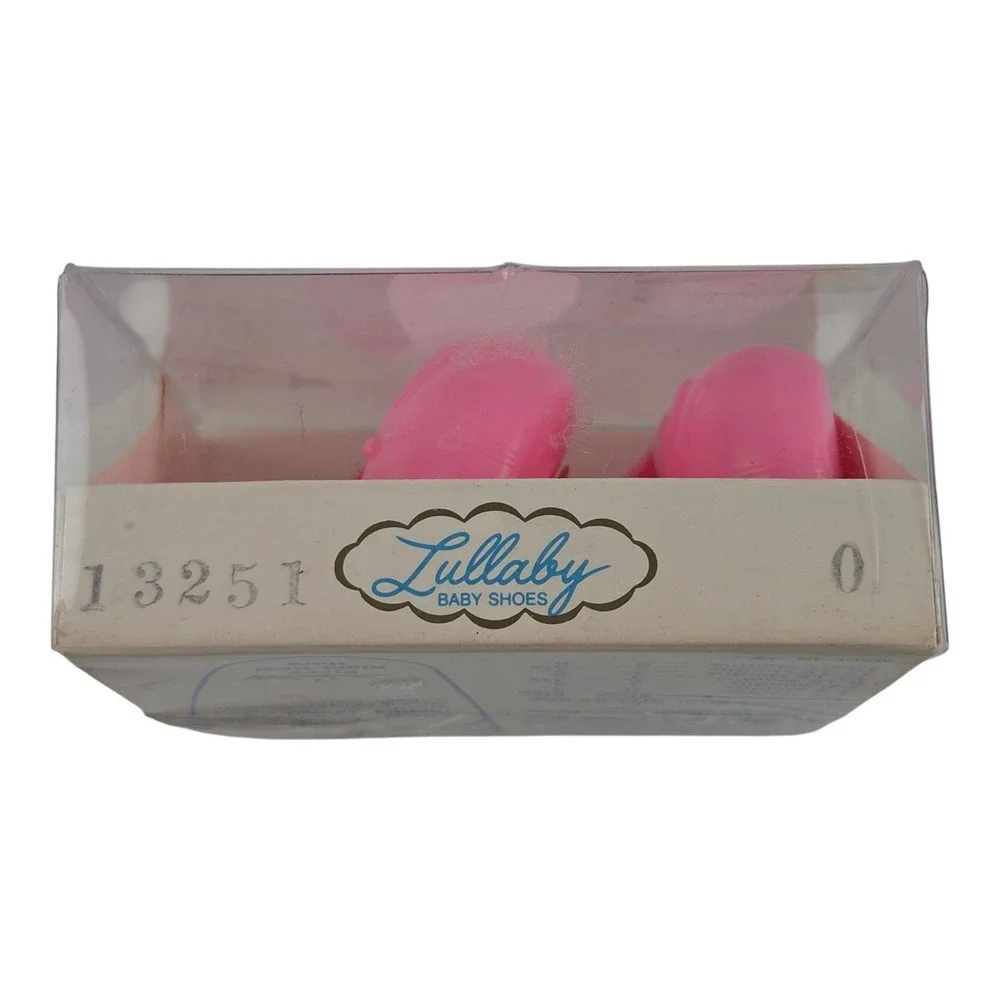 Vintage Lullaby Plastic Baby Girl Shoes Sz 0 Pink Bow Nursery Decor NWT